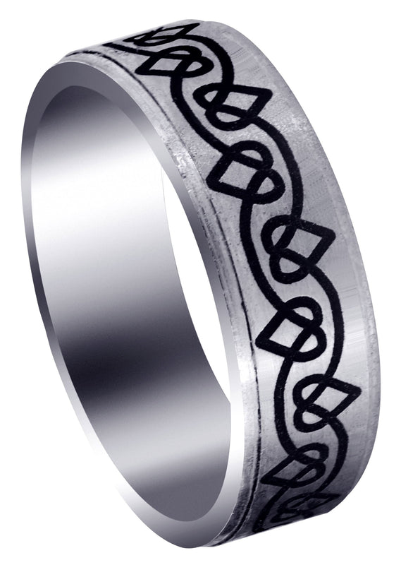 Contemporary Unique Mens Wedding Band | Satin / High Polish Finish (Dylan)