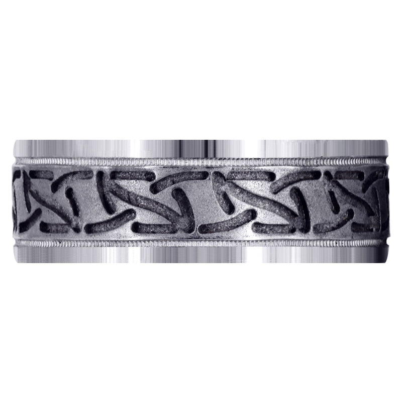 Fancy Carved Contemporary Mens Wedding Band | GB / High Polish Finish (John)