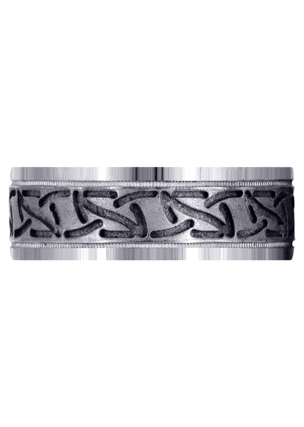 Fancy Carved Contemporary Mens Wedding Band | GB / High Polish Finish (John)