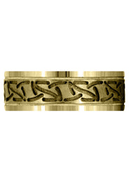 Yellow Gold Fancy Carved Contemporary Mens Wedding Band | GB / High Polish Finish (John)