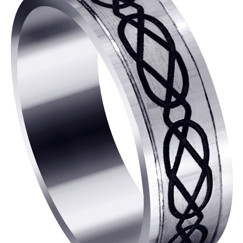 Ultra Fancy Milled Design Mens Wedding Band | Satin / High Polish Finish (Anthony)
