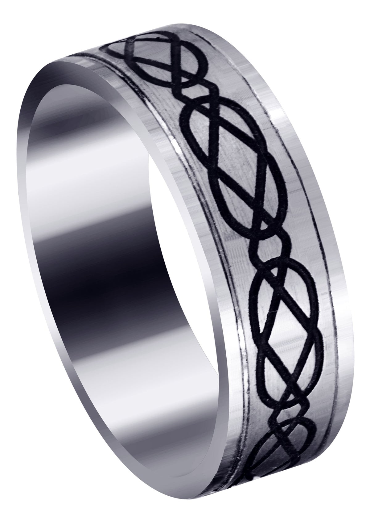 Ultra Fancy Milled Design Mens Wedding Band | Satin / High Polish Finish (Anthony)