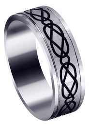 Ultra Fancy Milled Design Mens Wedding Band | Satin / High Polish Finish (Anthony)