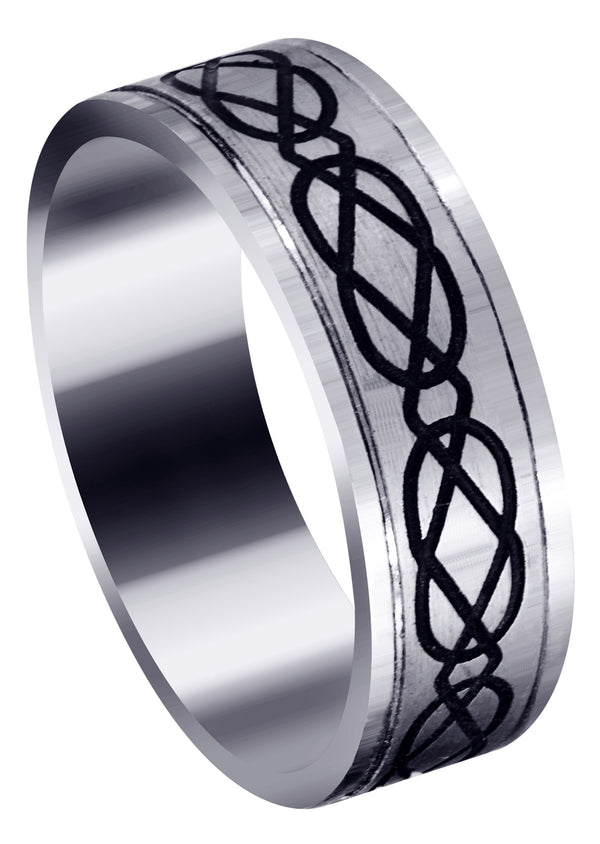 Ultra Fancy Milled Design Mens Wedding Band | Satin / High Polish Finish (Anthony)