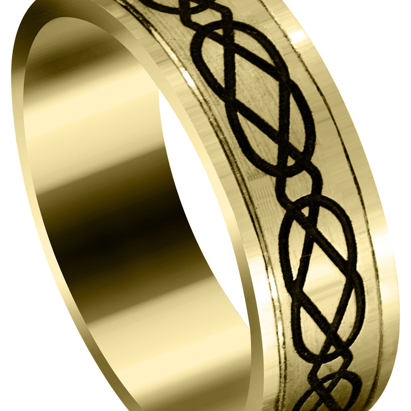 Yellow Gold Ultra Fancy Milled Design Mens Wedding Band | Satin / High Polish Finish (Anthony)