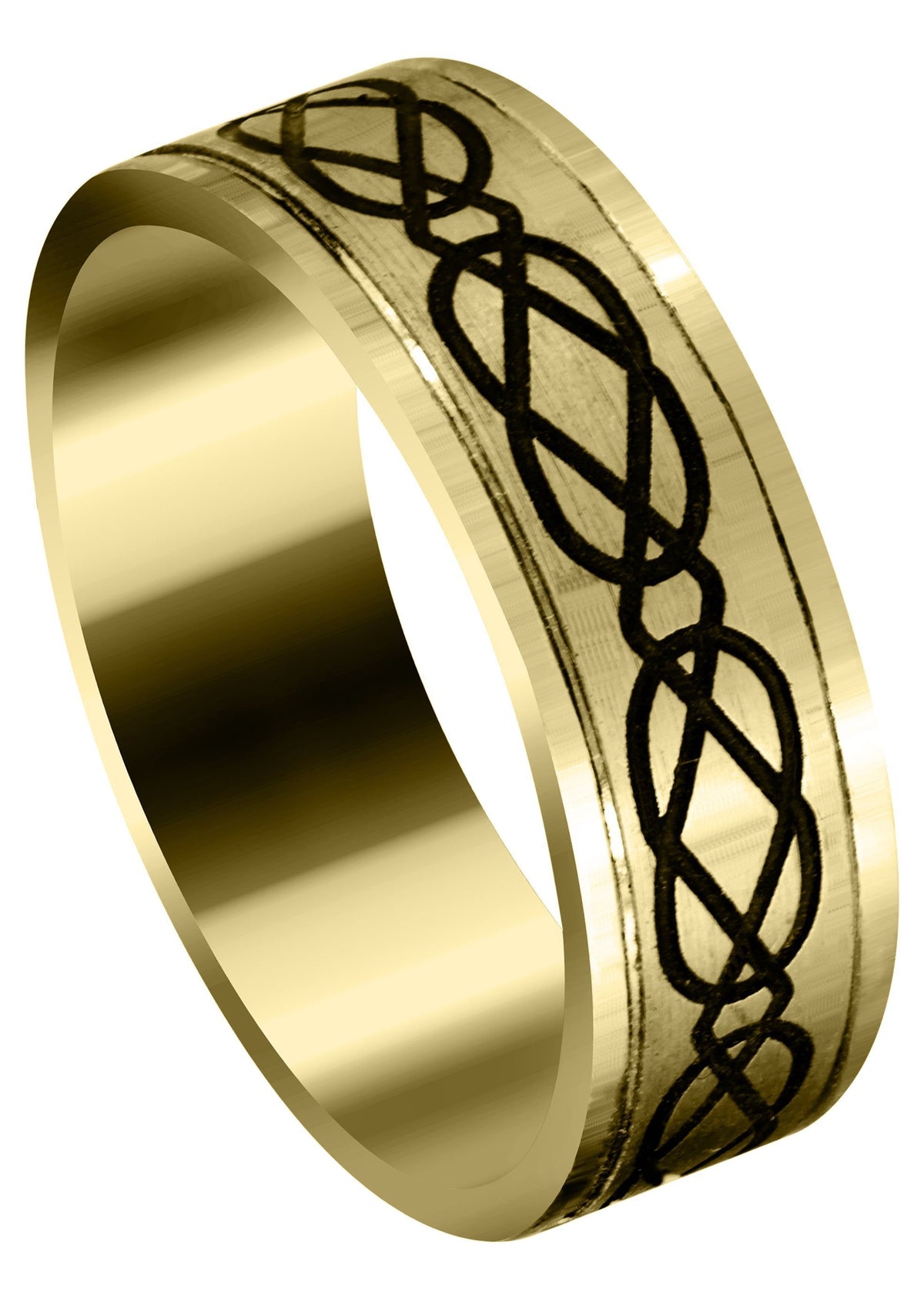 Yellow Gold Ultra Fancy Milled Design Mens Wedding Band | Satin / High Polish Finish (Anthony)