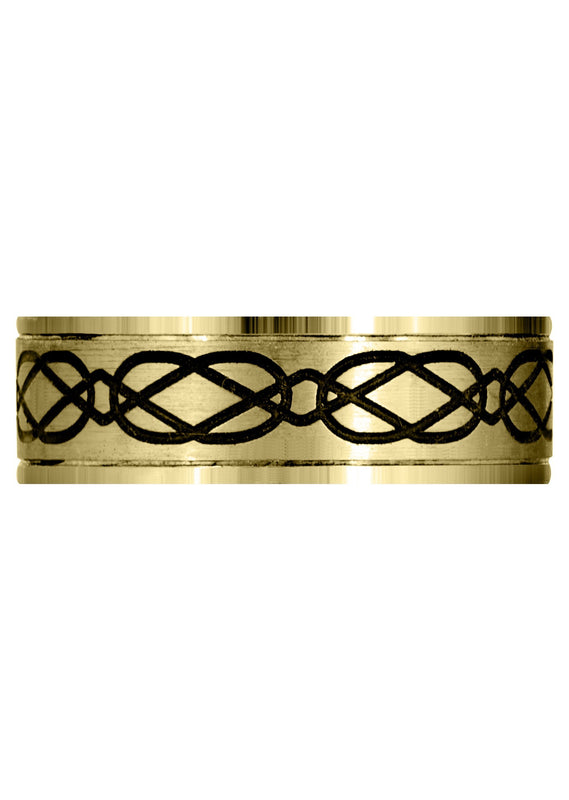 Yellow Gold Ultra Fancy Milled Design Mens Wedding Band | Satin / High Polish Finish (Anthony)