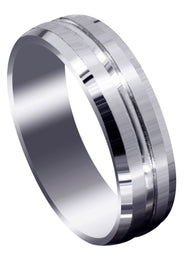 Fancy Carved Contemporary Mens Wedding Band | Satin Finish (Carter)