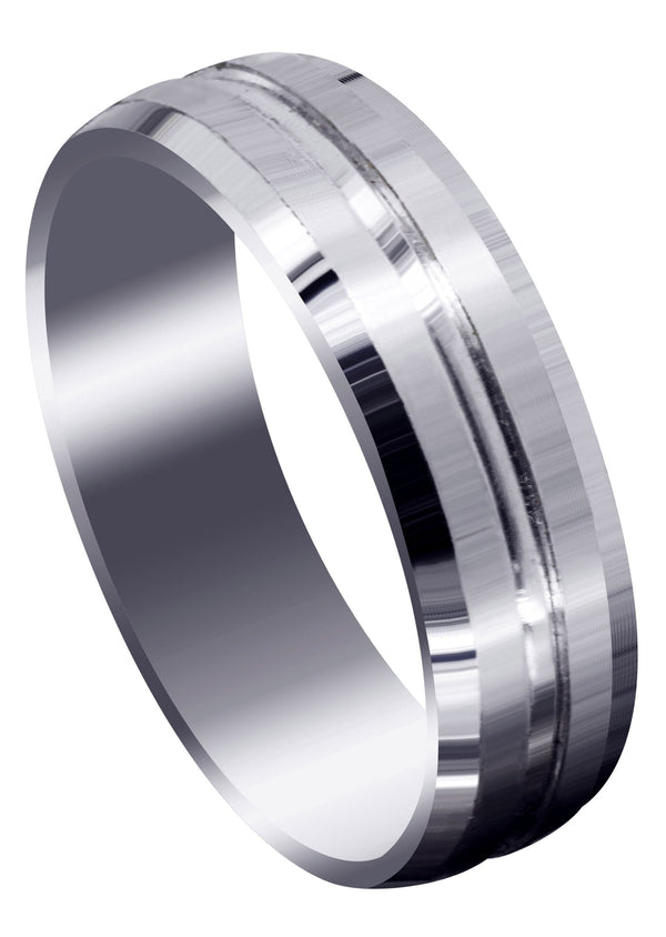 Fancy Carved Contemporary Mens Wedding Band | Satin Finish (Carter)
