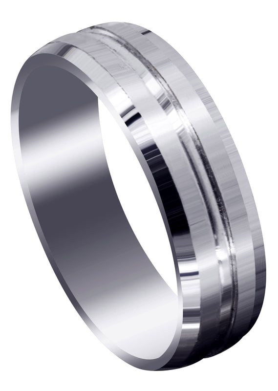 Fancy Carved Contemporary Mens Wedding Band | Satin Finish (Carter)