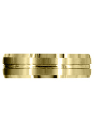 Yellow Gold Fancy Carved Contemporary Mens Wedding Band | Satin Finish (Carter)
