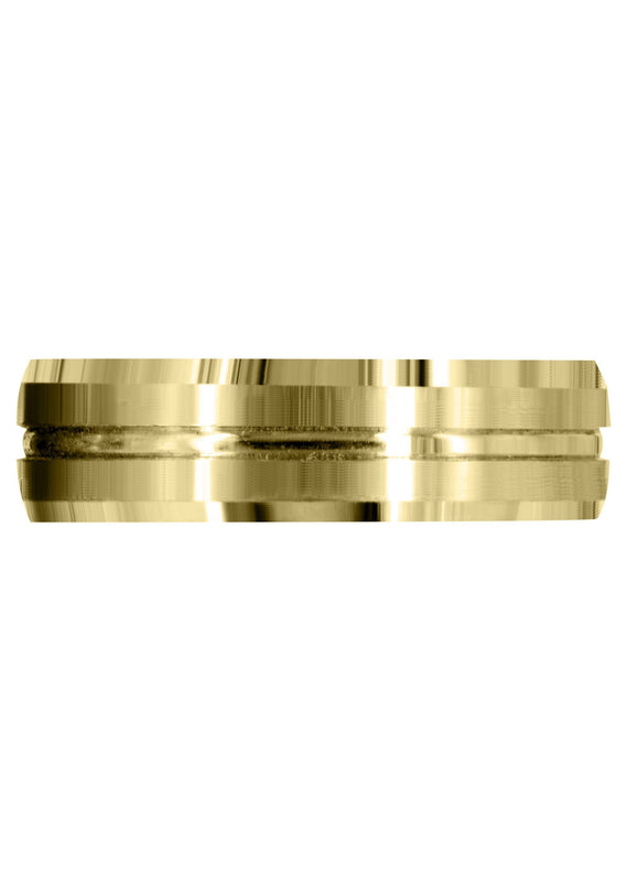 Yellow Gold Fancy Carved Contemporary Mens Wedding Band | Satin Finish (Carter)