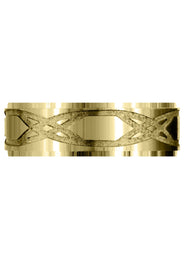 Yellow Gold Fancy Carved Contemporary Mens Wedding Band | Satin / Hish Polish Finish (Isaiah)