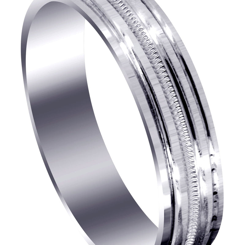 Carved Simple Mens Wedding Band | High Polish Finish (Charles)