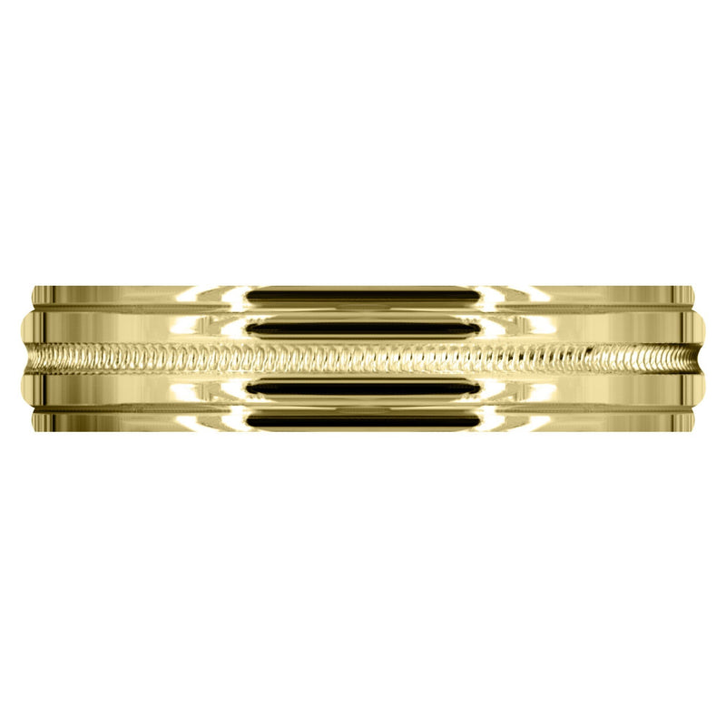 Yellow Gold Carved Simple Mens Wedding Band | High Polish Finish (Charles)