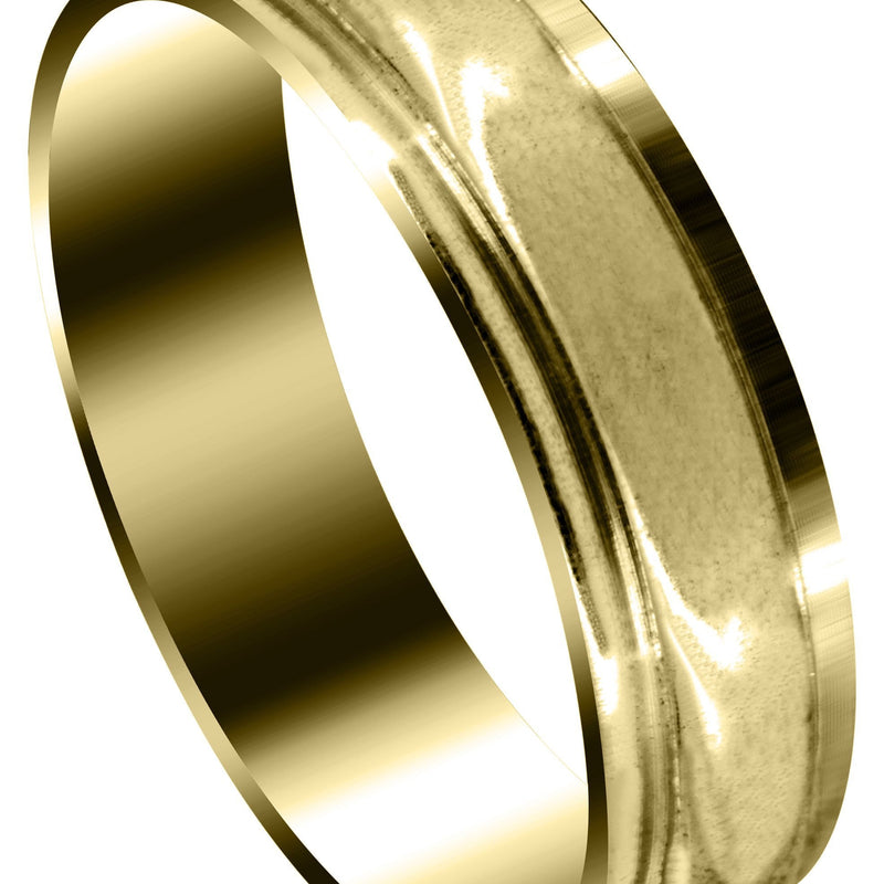 Yellow Gold Carved Simple Mens Wedding Band | High Polish Finish (Thomas)