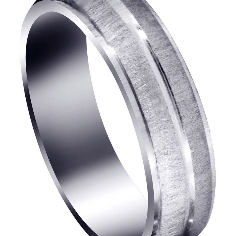 Carved Simple Mens Wedding Band | Cross Satin Finish (Jordan)