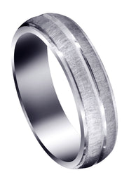 Carved Simple Mens Wedding Band | Cross Satin Finish (Jordan)