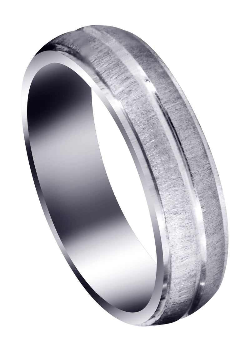 Carved Simple Mens Wedding Band | Cross Satin Finish (Jordan)