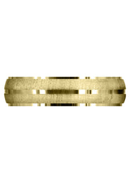 Yellow Gold Carved Simple Mens Wedding Band | Cross Satin Finish (Jordan)