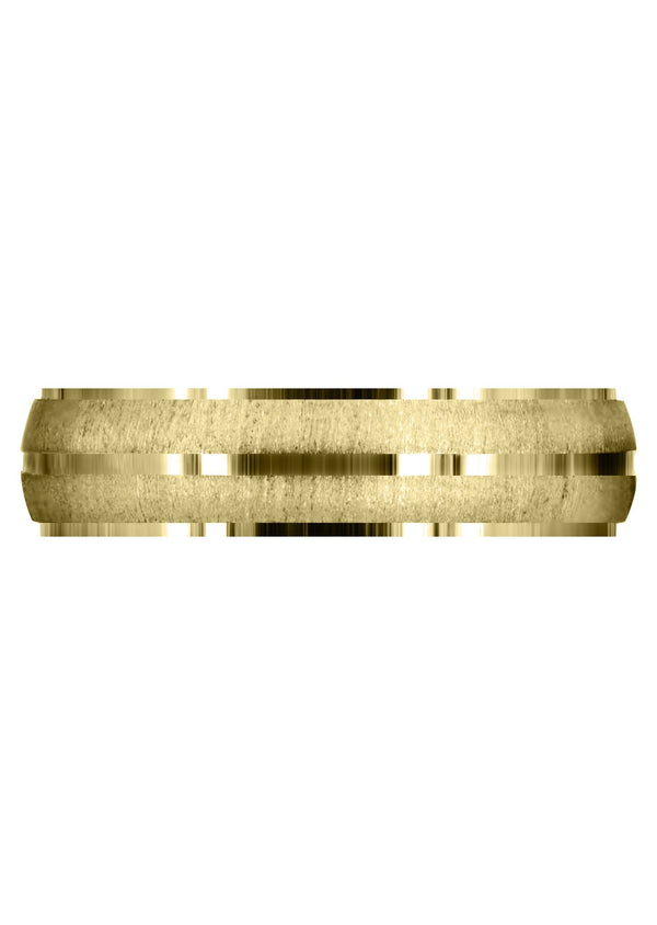 Yellow Gold Carved Simple Mens Wedding Band | Cross Satin Finish (Aaron)