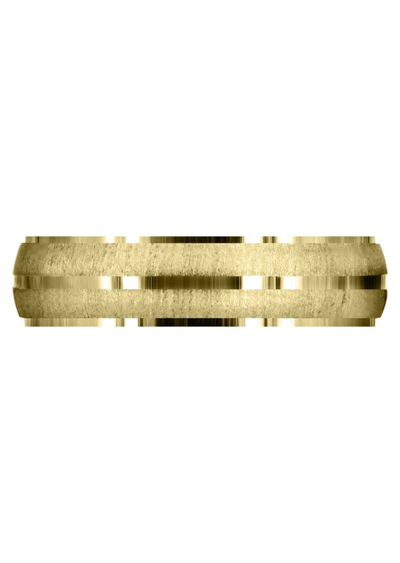Yellow Gold Carved Simple Mens Wedding Band | Cross Satin Finish (Aaron)