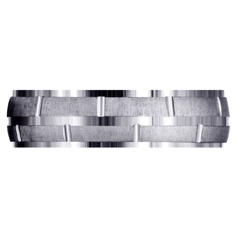 Carved Diamond Carved Mens Wedding Band | Cross Satin Finish (Robert)