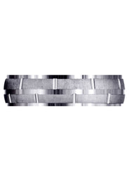 Carved Diamond Carved Mens Wedding Band | Cross Satin Finish (Robert)