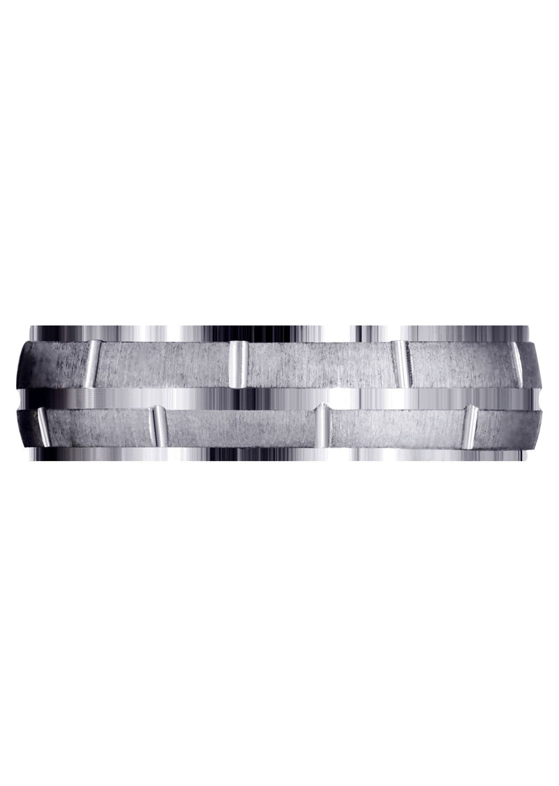 Carved Diamond Carved Mens Wedding Band | Cross Satin Finish (Robert)