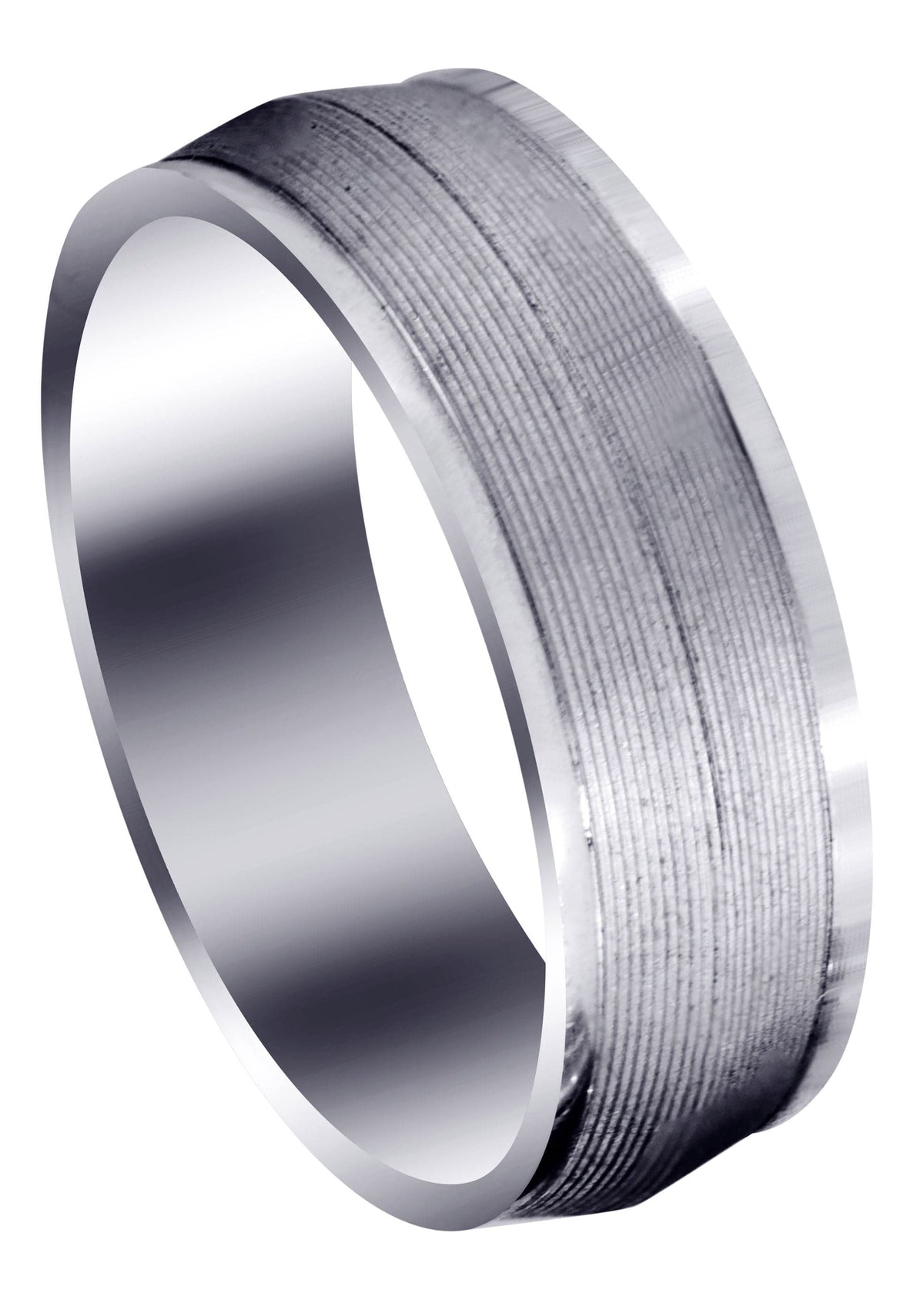Carved Modern Mens Wedding Band | GB / High Polish Finish (Hudson)