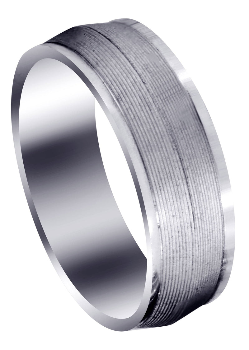 Carved Modern Mens Wedding Band | GB / High Polish Finish (Hudson)