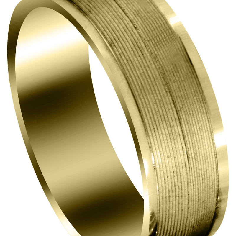 Yellow Gold Carved Modern Mens Wedding Band | GB / High Polish Finish (Connor)