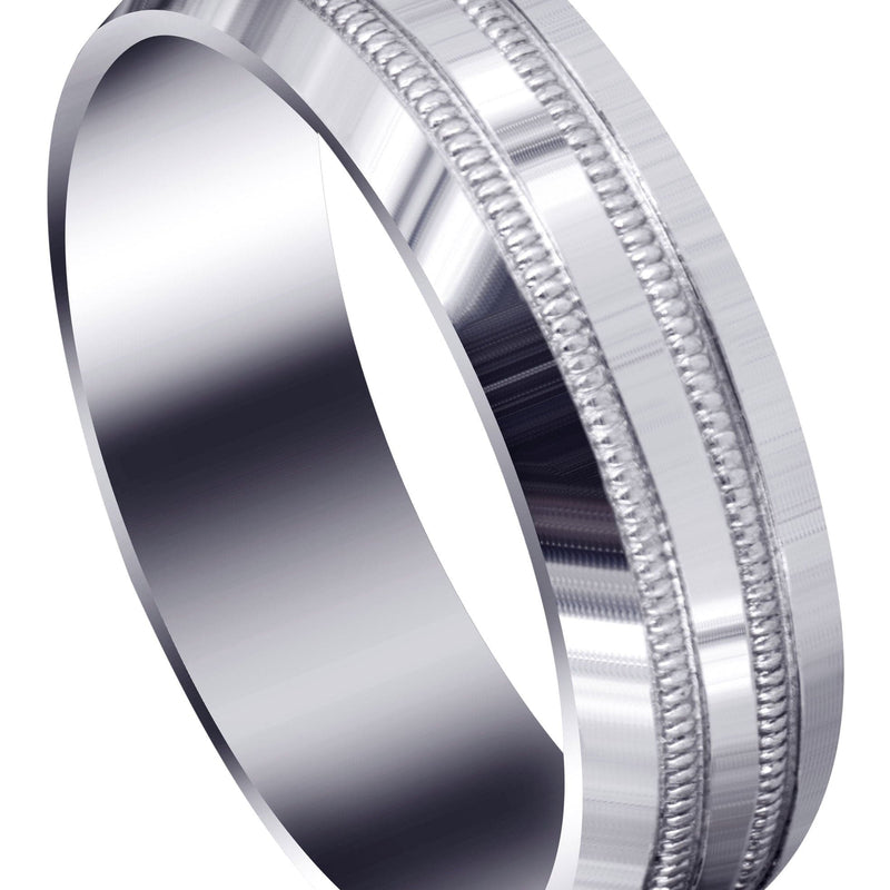 Carved Simple Mens Wedding Band | High Polish Finish (Dominic)