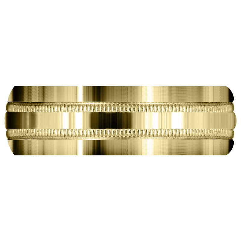 Yellow Gold Carved Simple Mens Wedding Band | High Polish Finish (Dominic)