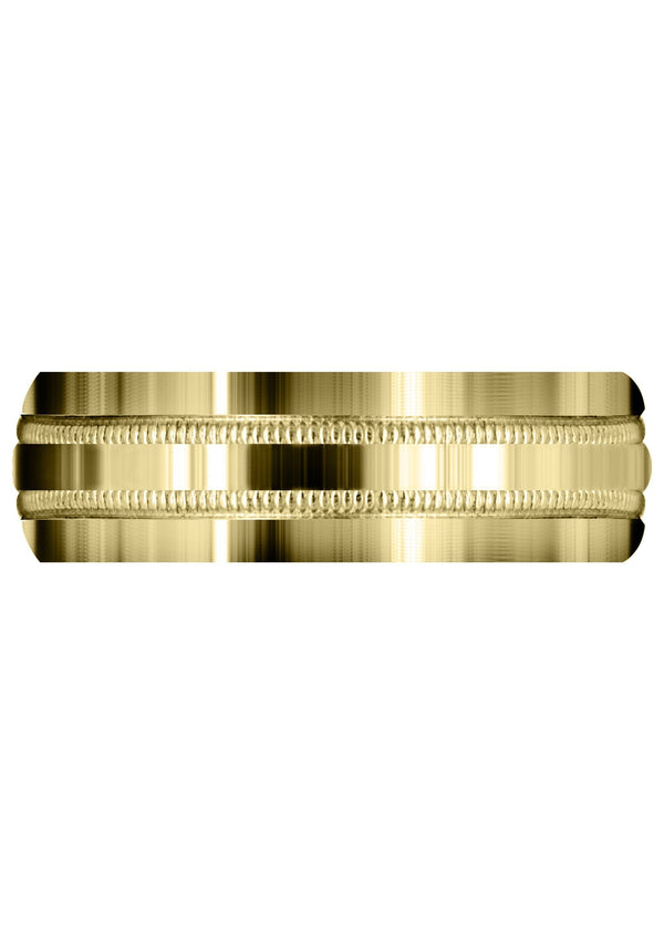 Yellow Gold Carved Simple Mens Wedding Band | High Polish Finish (Dominic)