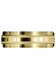 Yellow Gold Carved Simple Mens Wedding Band | High Polish Finish (Jeremiah)