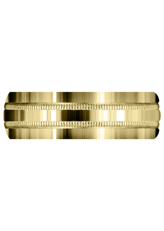 Yellow Gold Carved Simple Mens Wedding Band | High Polish Finish (Jeremiah)