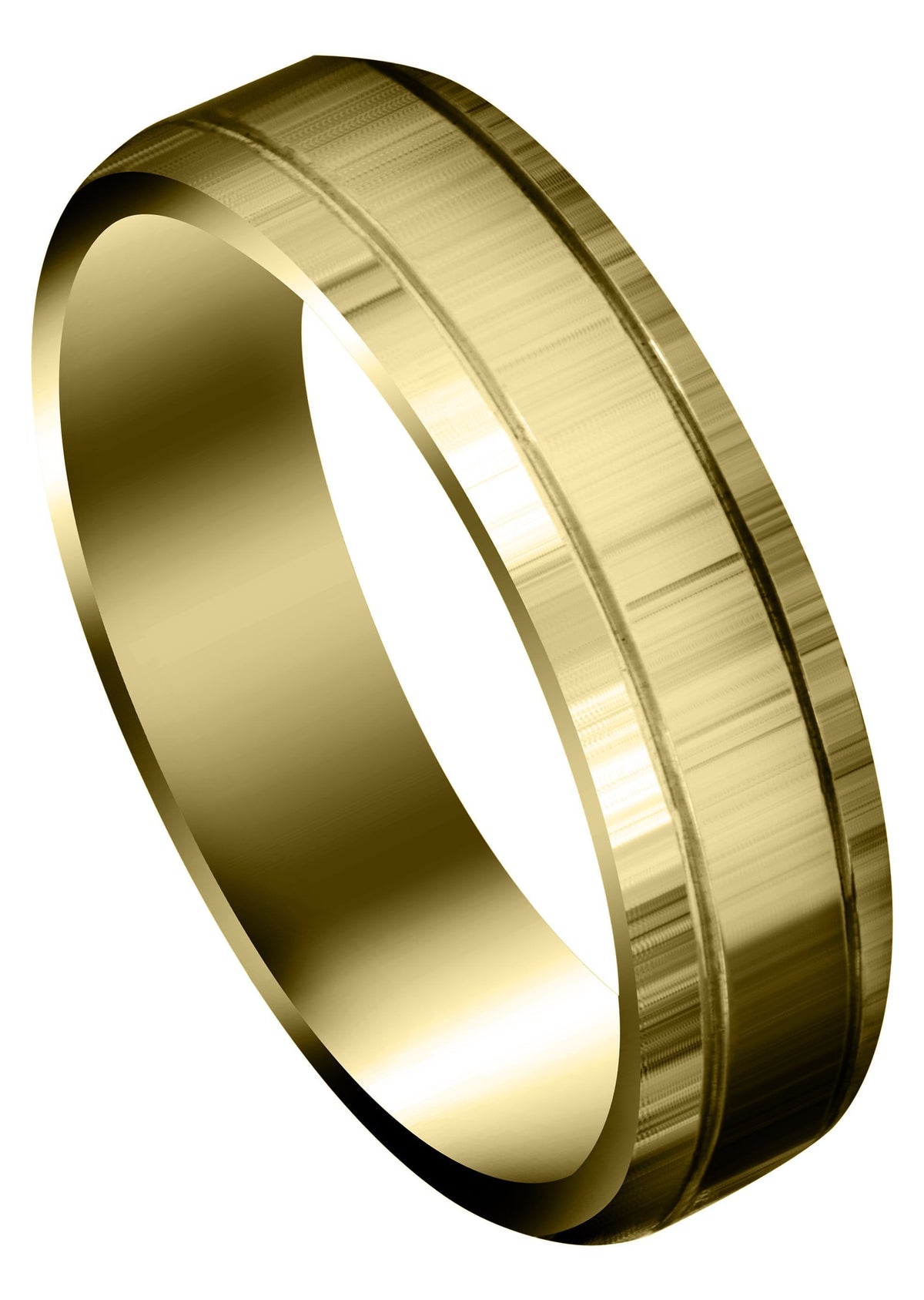 Yellow Gold Carved Simple Mens Wedding Band | High Polish Finish (Cameron)
