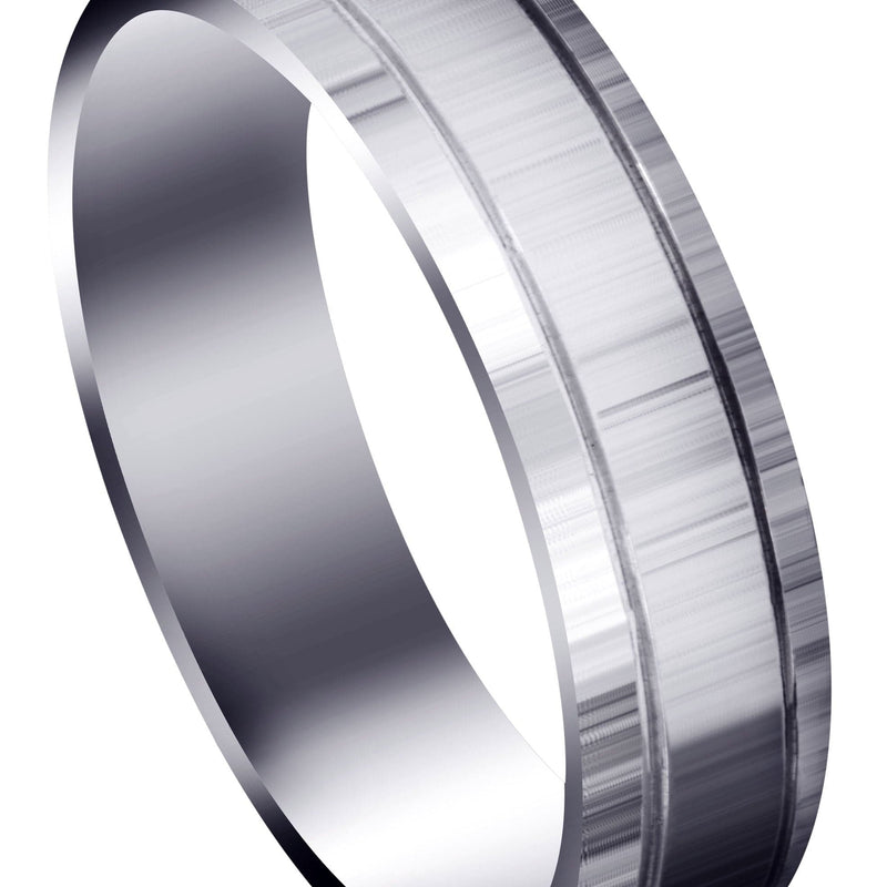 Carved Simple Mens Wedding Band | High Polish Finish (Cameron)