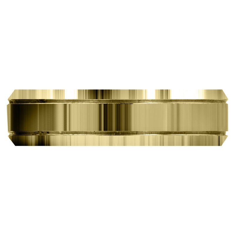 Yellow Gold Carved Simple Mens Wedding Band | High Polish Finish (Cameron)
