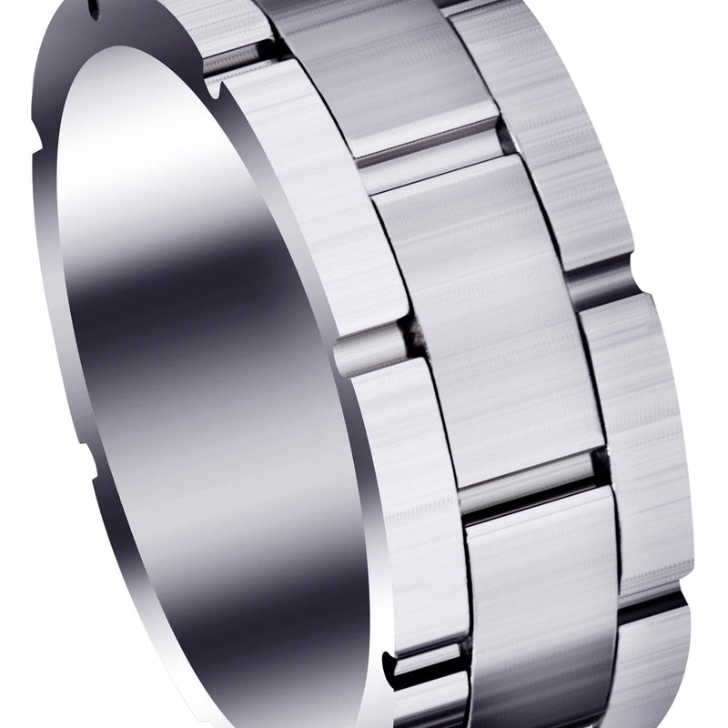 Fancy Carved Contemporary Mens Wedding Band | Satin Finish (Jace)