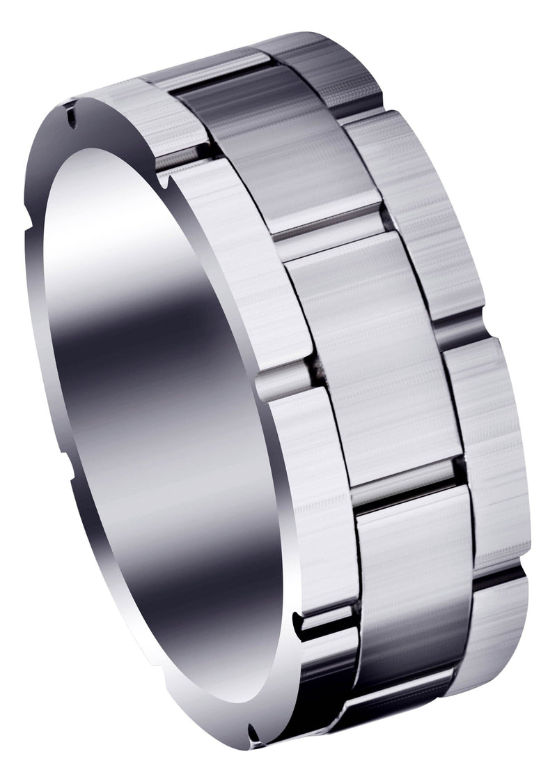 Fancy Carved Contemporary Mens Wedding Band | Satin Finish (Jace)