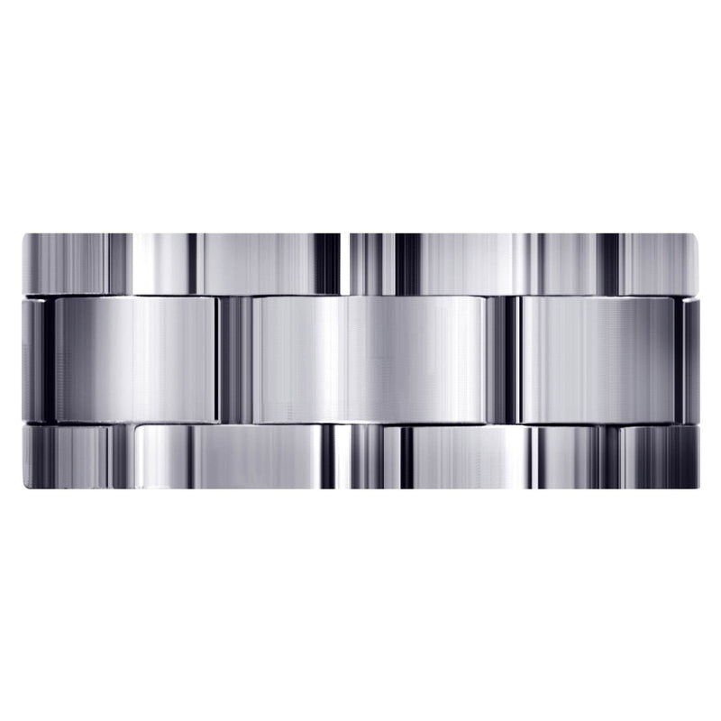 Fancy Carved Contemporary Mens Wedding Band | Satin Finish (Jace)