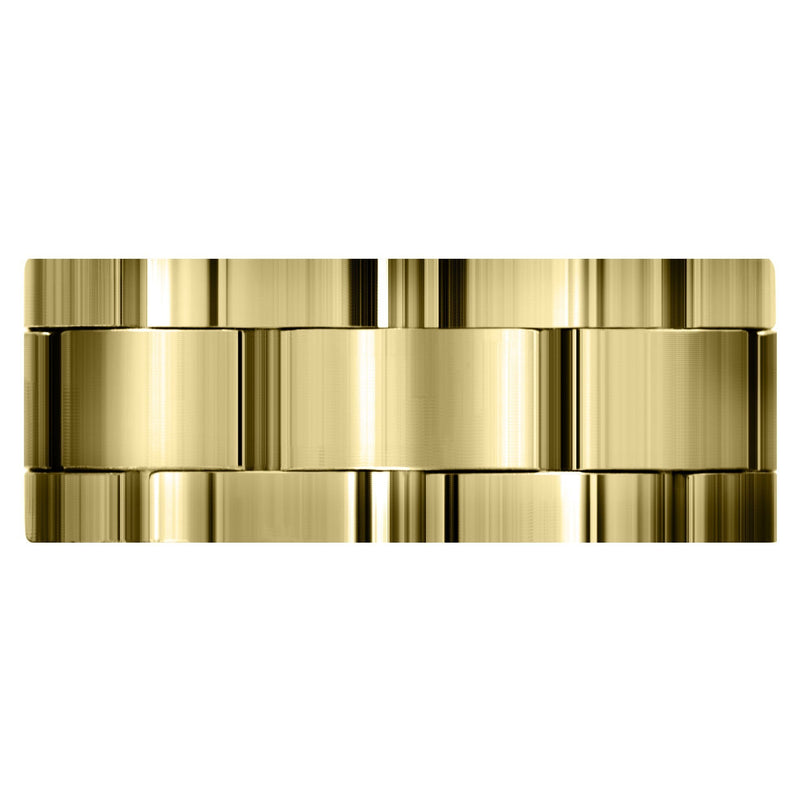 Yellow Gold Fancy Carved Contemporary Mens Wedding Band | Satin Finish (Jace)