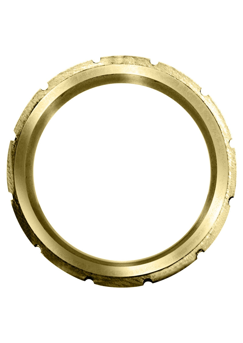 Yellow Gold Fancy Carved Contemporary Mens Wedding Band | Satin Finish (Jace)