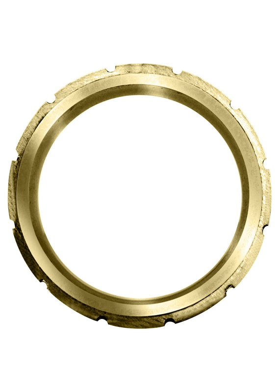 Yellow Gold Fancy Carved Contemporary Mens Wedding Band | Satin Finish (Jace)