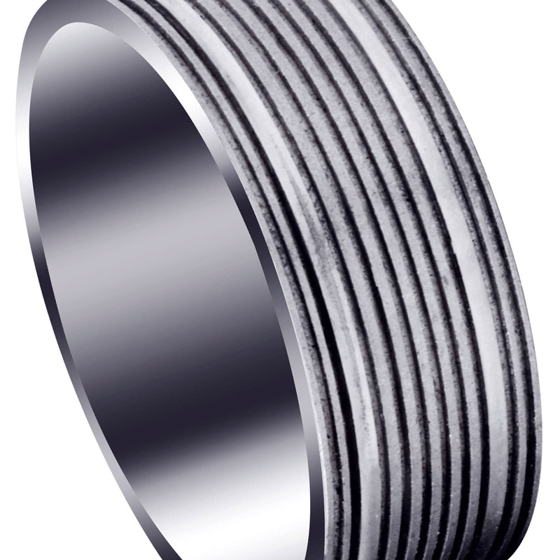 Carved Unique Mens Wedding Band | High Polish Finish (Easton)
