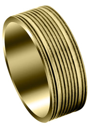 Yellow Gold Carved Unique Mens Wedding Band | High Polish Finish (Easton)