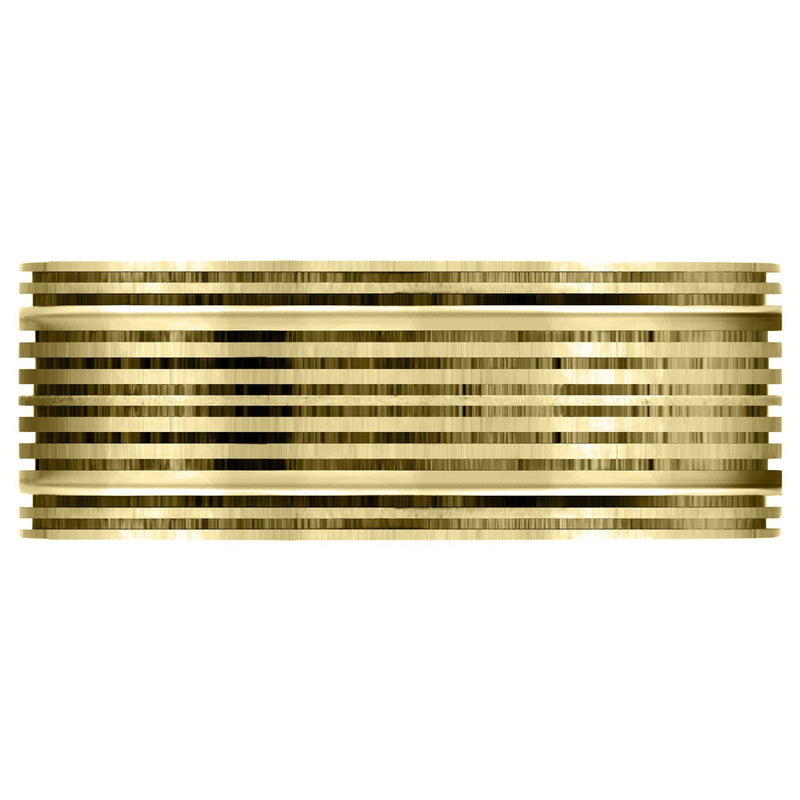 Yellow Gold Carved Unique Mens Wedding Band | High Polish Finish (Easton)