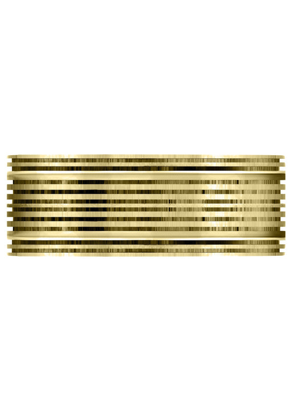 Yellow Gold Carved Unique Mens Wedding Band | High Polish Finish (Easton)